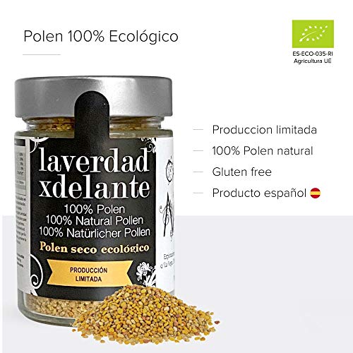 Polen de abeja ecologico 100% 225 Gr / Polen bio organico fresco en granos de flores Jara, moras y rosas de la Reserva de la Biosfera de La Rioja / Vitaminas y minerales naturales
