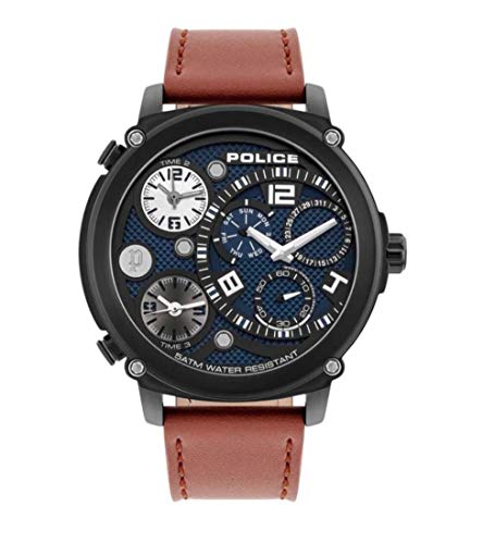 Police Reloj PL.15659JSB/03 para Hombre Titan Multi Blue Dial Correo marrón
