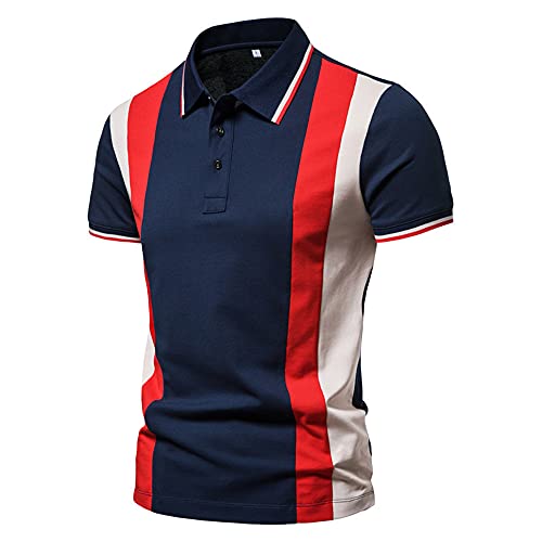 Polo Hombre Empalme Básico Color Contraste Manga Corta Hombre T-Shirt Slim Fit Bolsillos con Botones Hombre Shirt Deporte Cuello Kent Golf Negocios Hombre Shirt Ocio T-13 L