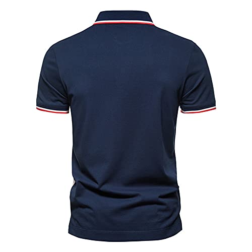 Polo Hombre Empalme Básico Color Contraste Manga Corta Hombre T-Shirt Slim Fit Bolsillos con Botones Hombre Shirt Deporte Cuello Kent Golf Negocios Hombre Shirt Ocio T-13 L
