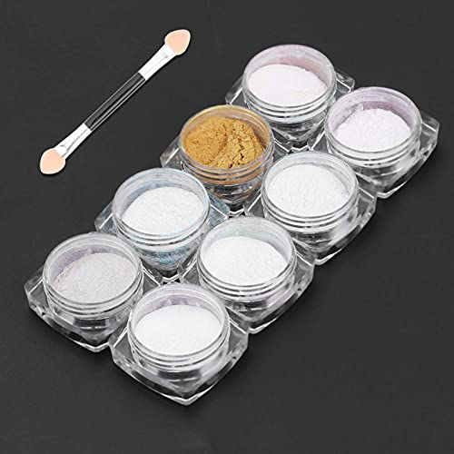 Polvo de pigmento de manicura, polvo de espejo de brillo de manicura combinado con cualquier color base en polvo de uñas 8 piezas para gafas para uñas