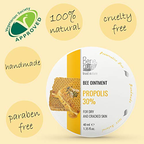 Pomada Natural con 30% de Propóleo, Extracto de Aceite Frío, 100% Natural – Para Herpes, Arrugas, Brotes – Concentrado Puro Natural – Becho a mano en EU