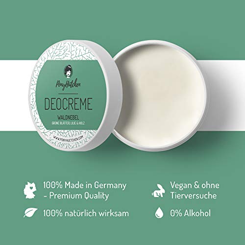 PonyHütchen Desodorante en crema sin sales de aluminio para hombre y mujer + crema desodorante + vegano + hecho a mano en Alemania + 100% natural eficaz – 0% sales de aluminio