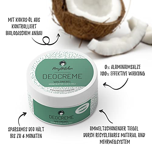 PonyHütchen Desodorante en crema sin sales de aluminio para hombre y mujer + crema desodorante + vegano + hecho a mano en Alemania + 100% natural eficaz – 0% sales de aluminio