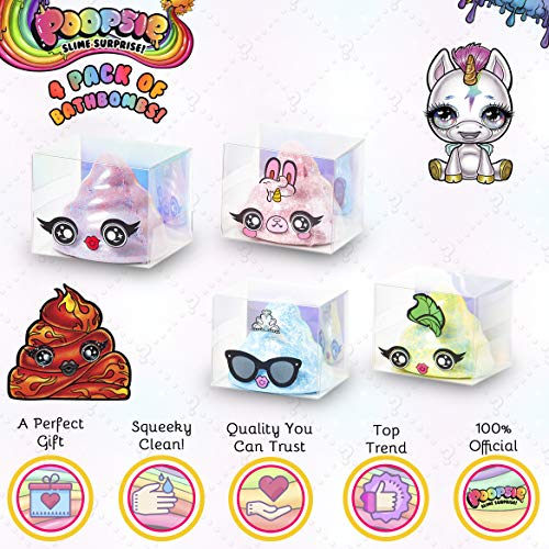 Poopsie Slime Surprise Unicornio Set de Bombas de Baño para Niñas, 4 Piezas Bomba Baño Efervescentes, Divertidas Bolas Perfumadas, Regalos Unicornios para Niñas y Adolescentes