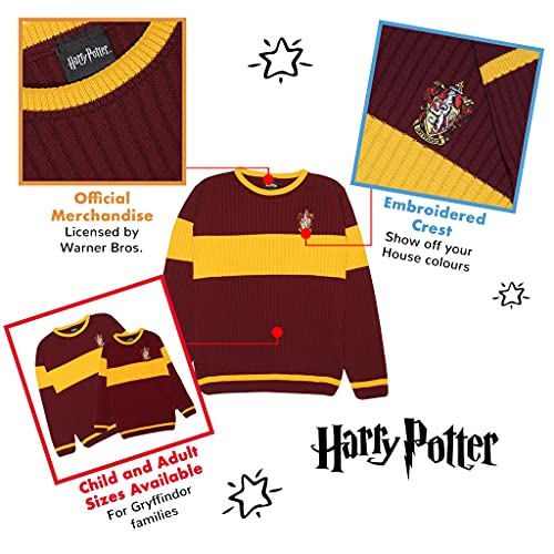Popgear Harry Potter Gryffindor Quidditch-Jersey de Punto para Mujer, Color Burdeos suéter, Granate, XXL