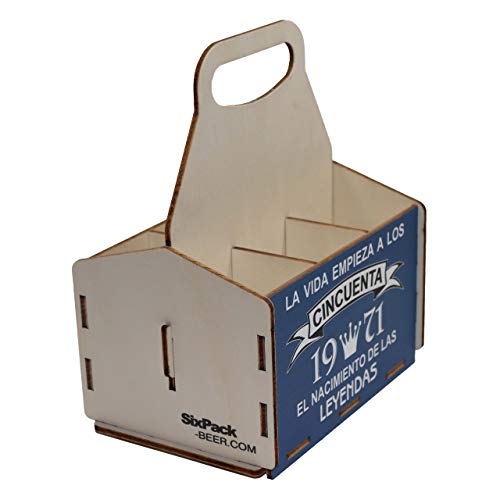 Portacervezas de madera, paquete de seis cervezas, caja portadora de seis, portacervezas de seis, regalo cerveza, cumpleaños 50 años, regalo 50 años, de madera, 50 cumpleaños, cumpleaños hombre, 1972