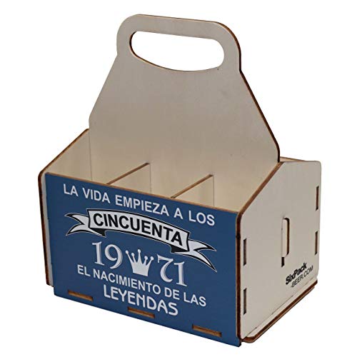 Portacervezas de madera, paquete de seis cervezas, caja portadora de seis, portacervezas de seis, regalo cerveza, cumpleaños 50 años, regalo 50 años, de madera, 50 cumpleaños, cumpleaños hombre, 1972