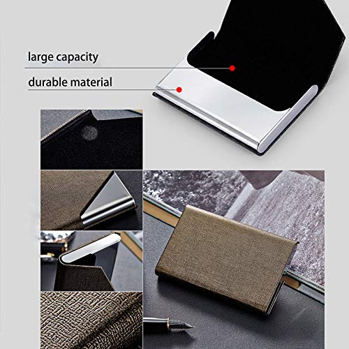 Portatarjetas de lujo PU cuero y acero inoxidable multi profesional tarjeta de crédito cartera mantener las tarjetas de visita limpias (oro)