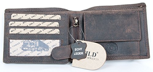Portefeuille robuste en Cuir véritable Naturel Sauvage Avec un camion