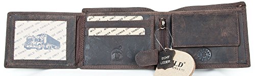 Portefeuille robuste en Cuir véritable Naturel Sauvage Avec un camion