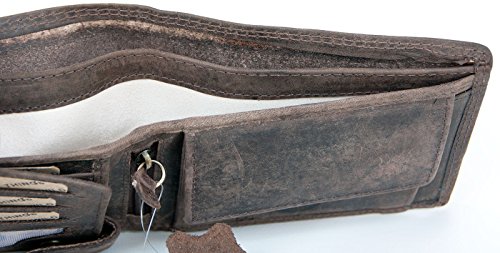 Portefeuille robuste en Cuir véritable Naturel Sauvage Avec un camion