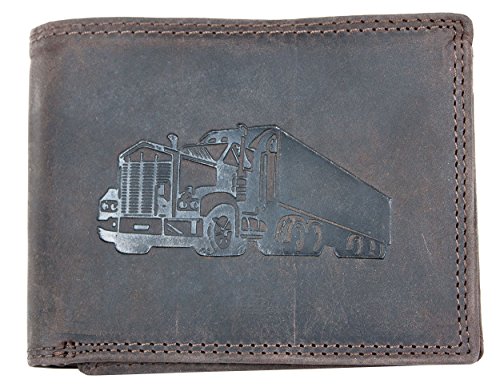 Portefeuille robuste en Cuir véritable Naturel Sauvage Avec un camion