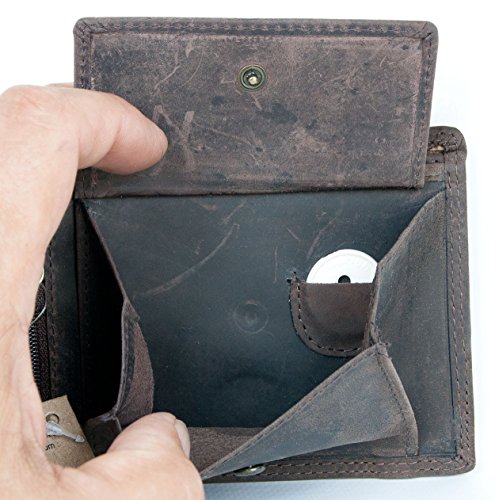 Portefeuille robuste en Cuir véritable Naturel Sauvage Avec un camion