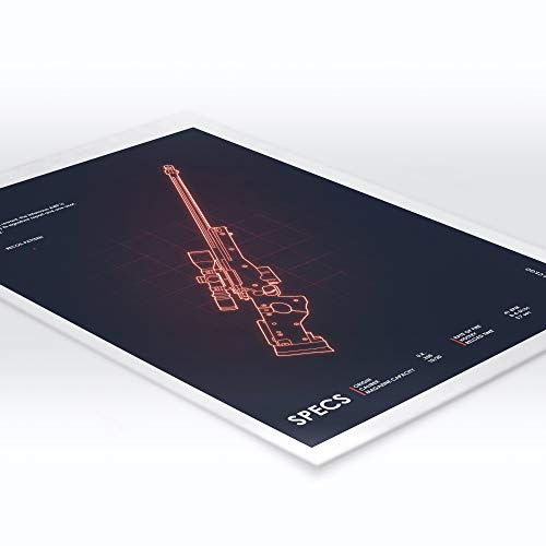 Póster de juego – A3 Cs Go Counter Strike AWP – Papel premium de 190 g/m² – Impresión Ultra HD – Fácil de enmarcar – Ideal para sala de juegos, cueva de hombre, entusiastas del juego