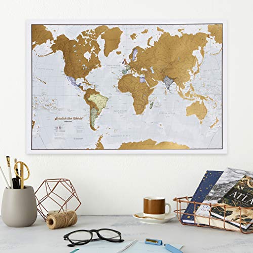 Póster del Mapa Mundi de Rascar + REGALADO: Un Mapa Rascable de Europa | Diseñando Mapas para 50 años | Maps International - Detalles Cartográficos