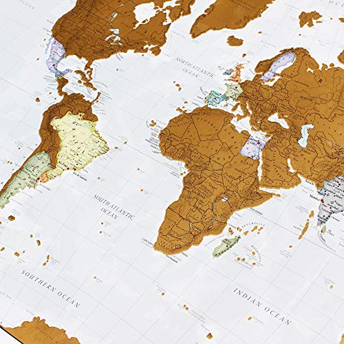 Póster del Mapa Mundi de Rascar + REGALADO: Un Mapa Rascable de Europa | Diseñando Mapas para 50 años | Maps International - Detalles Cartográficos