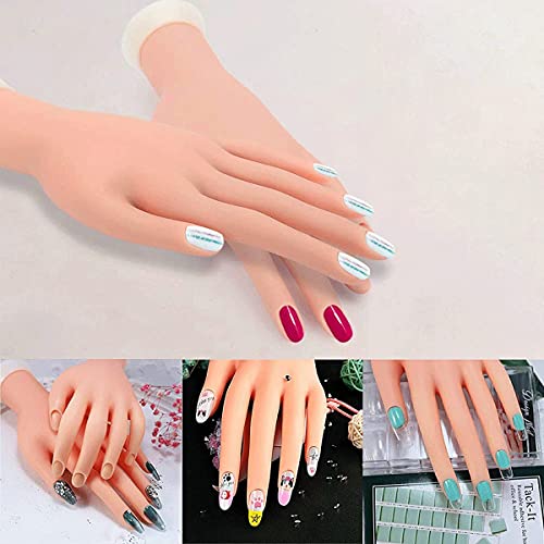 Práctica Nail Art Trainer Entrenamiento Mano Herramienta izquierda Flexible Mano Modelo Plegable Mano Manicura Mano Práctica Prótesis Mano para Uñas