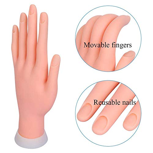 Práctica Nail Art Trainer Entrenamiento Mano Herramienta izquierda Flexible Mano Modelo Plegable Mano Manicura Mano Práctica Prótesis Mano para Uñas