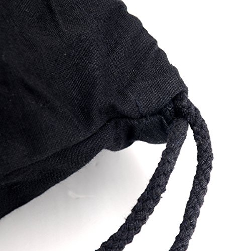 PREMYO Bolsa de Cuerdas Saco de Gimnasio Deporte Mochila Mujer Hombre con Impresión Emoji Kiss Práctico Cómodo Cordón Robusto Algodón Negro