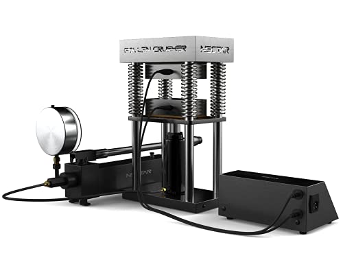 Prensa Hidraulica de Rosin | 15 Toneladas – 600W – 12cm x 12cm Placas Calentadas | Nectar Pollen Smasher + Accesorios | con Pantalla LCD, Manómetro y Temporizador - Incluye 50 Papeles de Pergamino