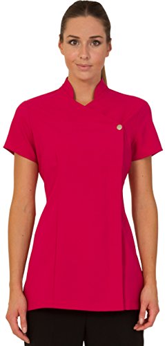 Press Stud Salon Tunic - Belleza Peluquería Masaje Terapeuta SPA Salud Trabajo Uniforme de uñas - Fucsia - 14