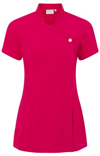 Press Stud Salon Tunic - Belleza Peluquería Masaje Terapeuta SPA Salud Trabajo Uniforme de uñas - Fucsia - 14