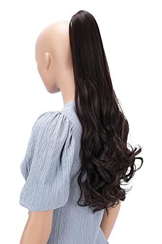 PRETTYSHOP 60cm Postizo Treccia Portare I Codini Extensions Per I Capelli Voluminoso Ondulato Marrón Oscuro H50