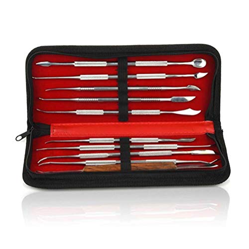 PRETYZOOM Herramientas de talla de cera Escultura Esculpir - Kit de grabado de cera de acero inoxidable espátula de cera talla de cera - Juego de herramientas para uso dental (bolsa negra)