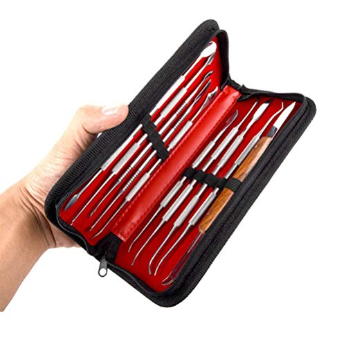 PRETYZOOM Herramientas de talla de cera Escultura Esculpir - Kit de grabado de cera de acero inoxidable espátula de cera talla de cera - Juego de herramientas para uso dental (bolsa negra)