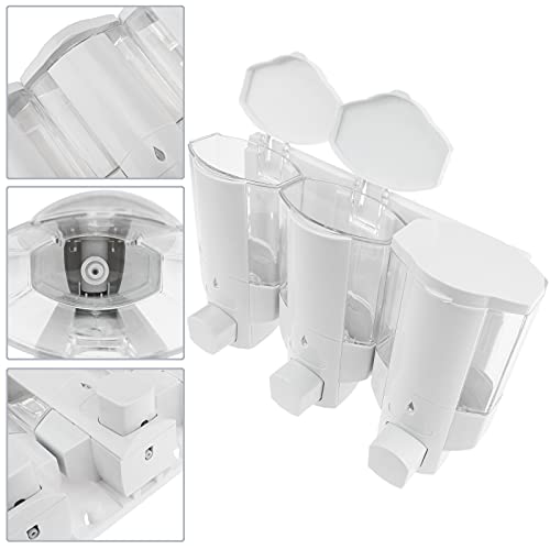 PrimeMatik - Dispensador de jabón Transparente de Ducha para Pared. 3 x depósitos rellenables
