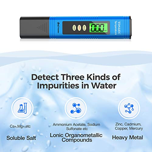 Probador de calidad del agua Lightswim, medidor de pH con resolución de alta precisión 0.01, medidor de temperatura 3 en 1 TDS + EC + para agua potable, acuario, piscina, spa (amarillo)