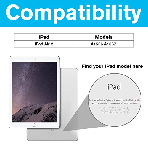 ProCase Funda Inteligente para iPad Air 2, Carcasa Folio Ligera y Delgada con Smart Cover / Reverso Translúcido Esmerilado / Soporte, para Apple iPad Air 2 (A1566 A1567) –Negro