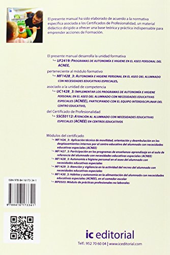 Programas de autonomía e higiene en el aseo personal del acnee. ssce0112 - atención al alumnado con necesidades educativas especiales (acnee) en centros educativos