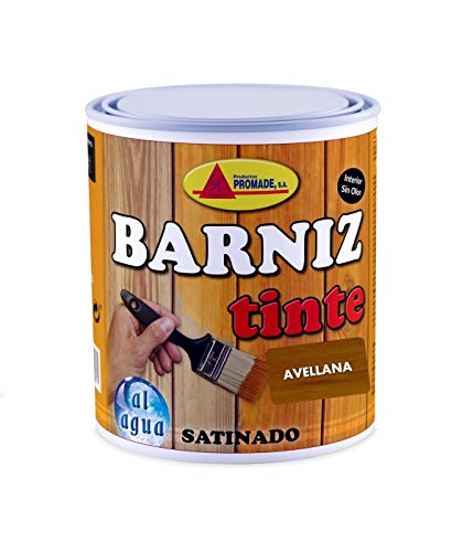 Promade - Barniz Tinte Satinado al Agua – Barniza, Decora y Protege Maderas de Interior -750 ml (Avellana)