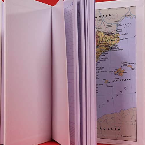 PROMO SHOP Elegante Agenda Blanca 2022 PERSONALIZADA con tu nombre. Tapa Dura Acolchada de Polipiel, 12 Meses, Página por día, Mapa de España, Tamaño A5, Marca páginas incluído