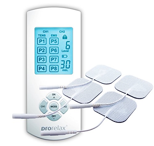 prorelax TENS/EMS Duo Comfort | aparato de electroestimulación | 2 terapias con un solo aparato | terapia natural contra el dolor crónico y para la musculación | con pantalla extra grande e iluminada