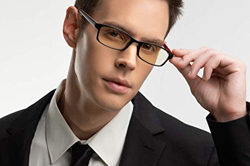 PROSPEK - Gafas para ordenador Premium – Professional – Con filtro de luz azul y antirreflejante (+0.00 Dioptrías | Rojo y Negro | Tamaño Pequeña)