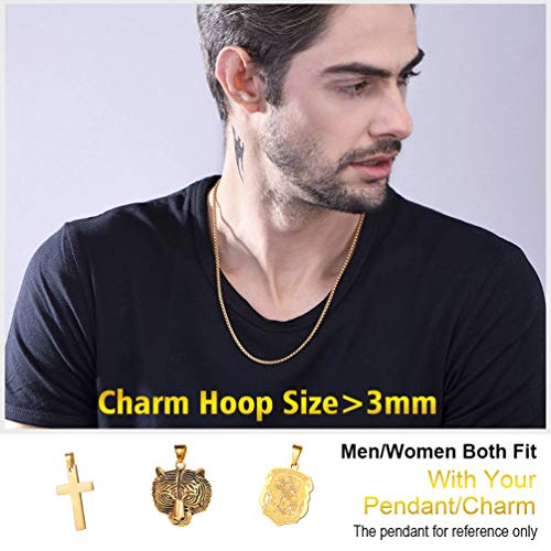 PROSTEEL Chapado en Oro 18 k Cadena de Veneciana Cadena de Caja Box Chain Cadena Fina de Acero Inoxidable Collar Hombre Mujer Hiphop Collar