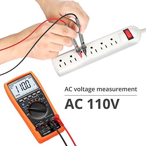 Proster Multímetro Digital Rango Automático 6000 Cuentas y 2000uF Voltímetro con Cable de Prueba Polímetro Multi Tester con Sonda de Tipo K para Medir la Capatancia Temperatura Voltaje