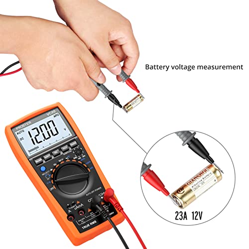 Proster Multímetro Digital Rango Automático 6000 Cuentas y 2000uF Voltímetro con Cable de Prueba Polímetro Multi Tester con Sonda de Tipo K para Medir la Capatancia Temperatura Voltaje