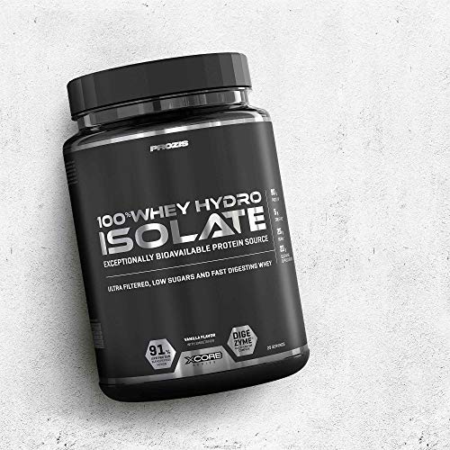 Prozis 100% Whey Hydro Isolate SS Mejor Sabor Para la Quema De Grasas, la Recuperación Muscular y la Musculación, bajo en Carbohidratos, Vainilla - 900 g