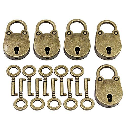 PsmGoods® Antique Vintage Style Mini Candados Key Lock Paquete de 5