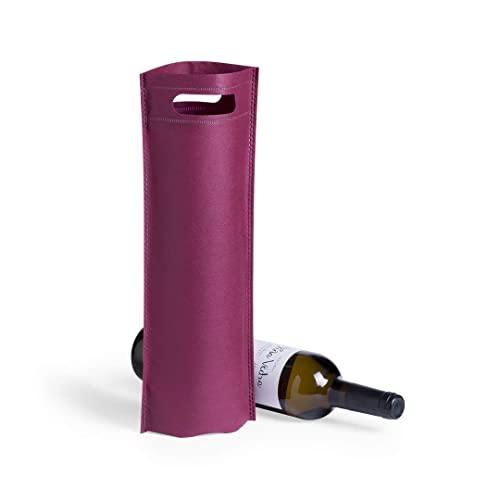 PUBLIMER - Pack 50 Bolsas para Botellas de Vino. Bolsas Regalo. Bolsas Clientes Tienda. Bautizos Comuniones Bodas (Burdeos)