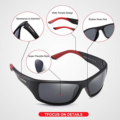 PUKCLAR Gafas de Sol Hombre Polarizadas, Deportivas, para Ciclismo, para Mujer, Protecci¨®n UV400, Cat 3 CE C3 Negro/Azul, Efecto Espejo, Cat 3. L