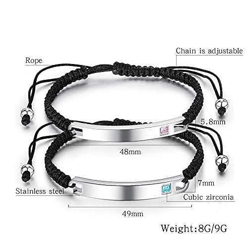 Pulsera Amistad Pulsera Pareja Día de San Valentín Joyas para novia Pulsera con letras DIY-Women's_pink_diamonds