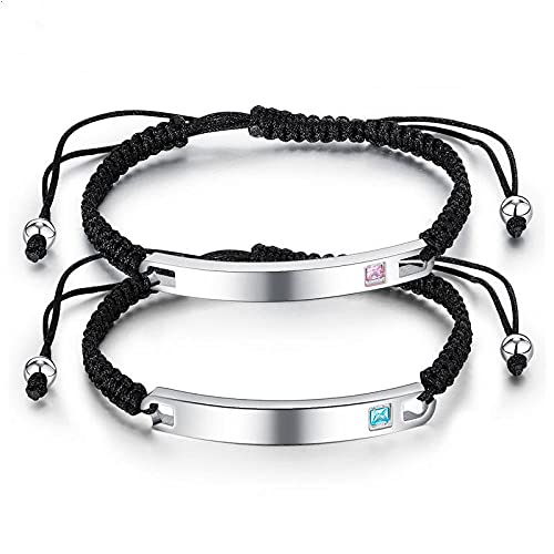 Pulsera Amistad Pulsera Pareja Día de San Valentín Joyas para novia Pulsera con letras DIY-Women's_pink_diamonds