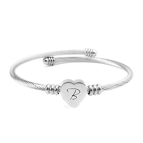 Pulsera corazón con inicial de nombre (B)