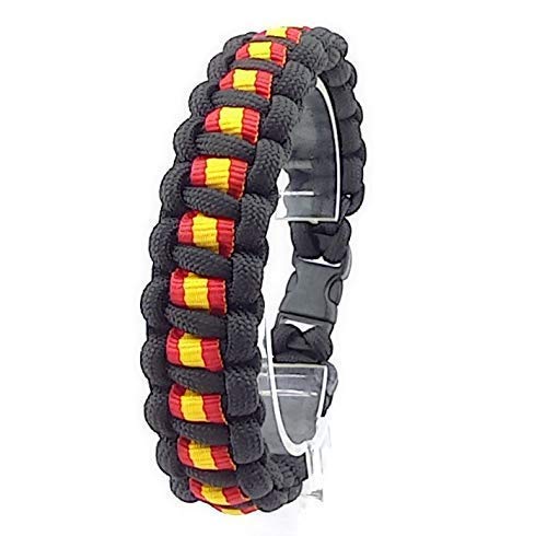 Pulsera de ESPAÑA de paracord, hecha a mano y a medida mod. BASIC, color NEGRO.