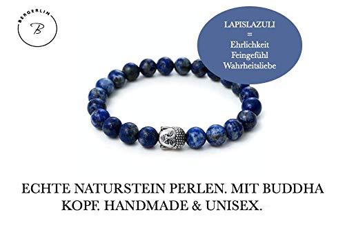 Pulsera de lapislázuli con cuentas de piedra natural y cuenta de cabeza de Buda - BERGERLIN Feel Goods